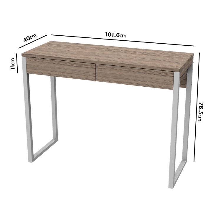 Compact Oak Effect Wooden Desk with 2 Drawers - Casey