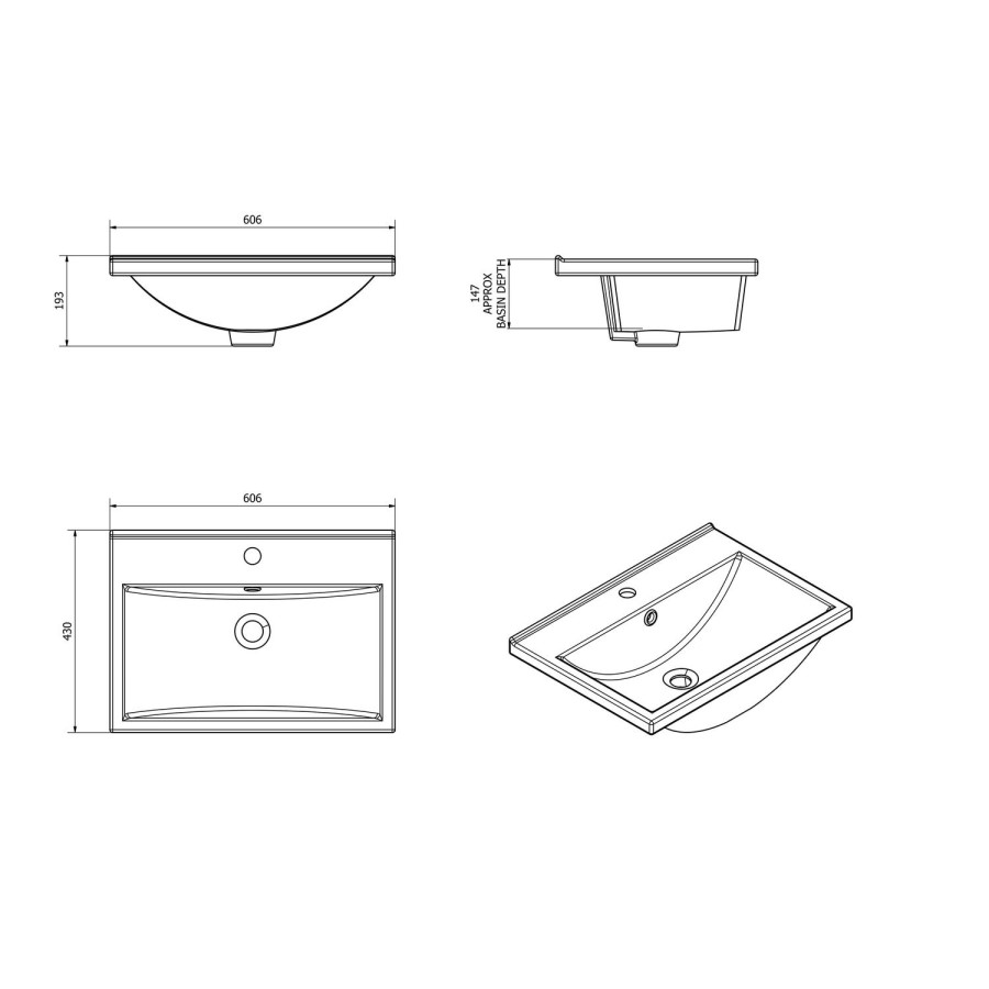 Moderno Polymarble Mid Edge Vanity Unit - 600mm Wide