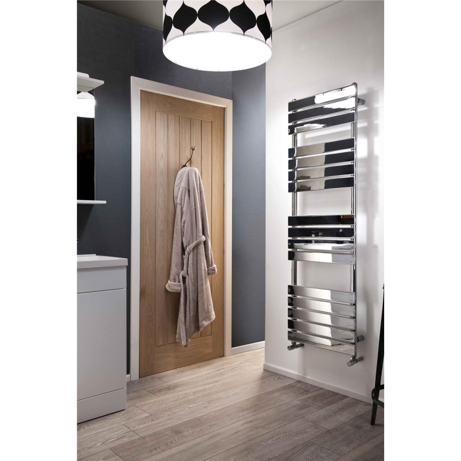 Chrome Bathroom Towel Radiator with Flat Rails - 1600 x 500mm