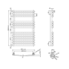 Segrino Vertical Towel Radiator with Flat Profile Heated Rails - 800 x 500mm