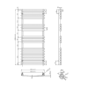 Segrino Vertical Towel Radiator with Flat Profile Heated Rails - 1200 x 500mm