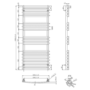 Segrino Chrome Heated Towel Rail - 1200 x 500mm