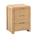 CUR201 Curved Oak Modern 3 Drawer Bedside Table - Julian Bowen