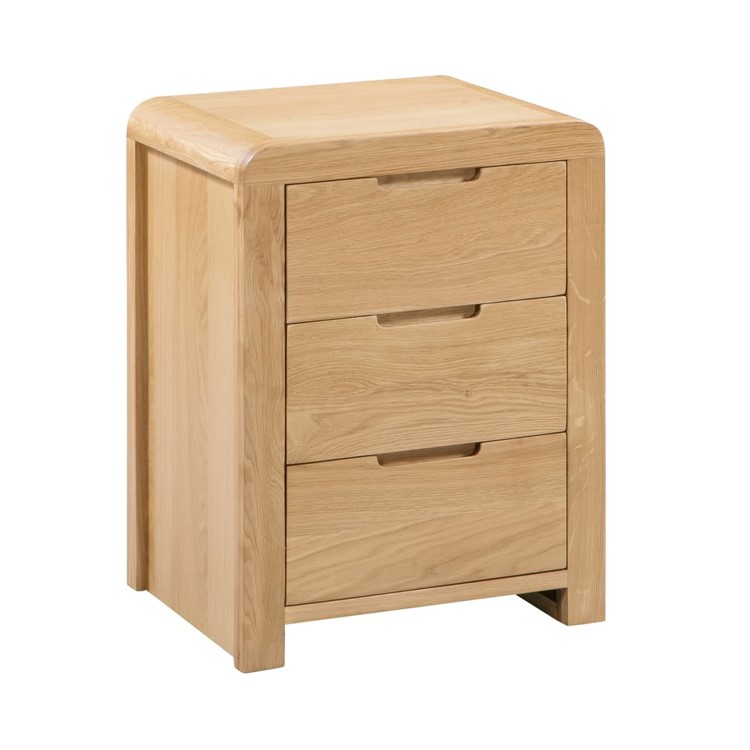 Curved Oak Modern 3 Drawer Bedside Table - Julian Bowen