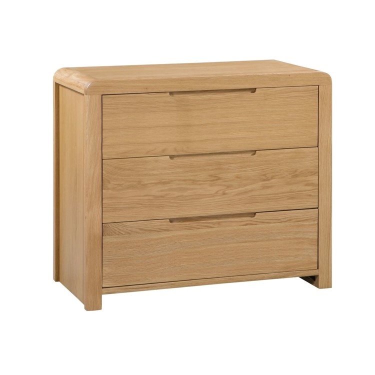 Curved Oak Modern Chest of 3 Drawers - Julian Bowen