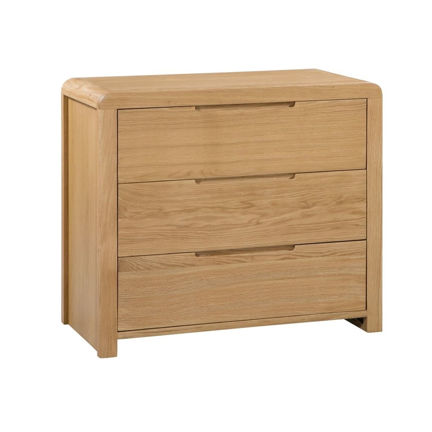 Photo of Curved oak modern chest of 3 drawers - julian bowen