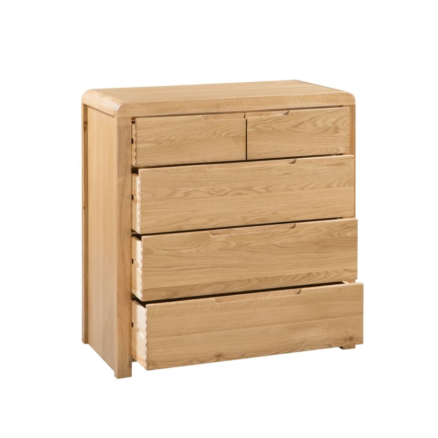 GRADE A1 - Julian Bowen Curve Oak 3+2 Drawer Chest of Drawers