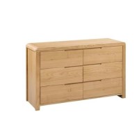 GRADE A1 - Julian Bowen Curve Oak 6 Drawer Wide Chest of Drawers