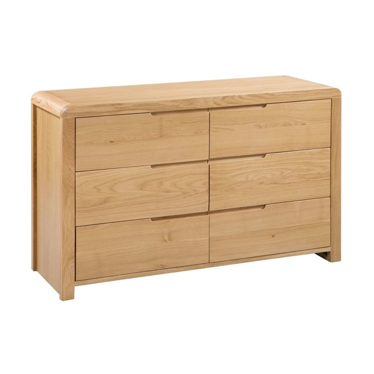 Julian Bowen Curve Oak 6 Drawer Wide Chest of Drawers