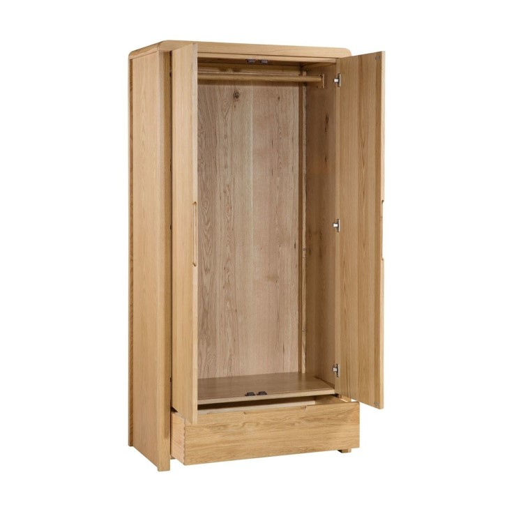 Julian Bowen CUR205 Julian Bowen Curve Oak 2 Door 1 Drawer Wardrobe