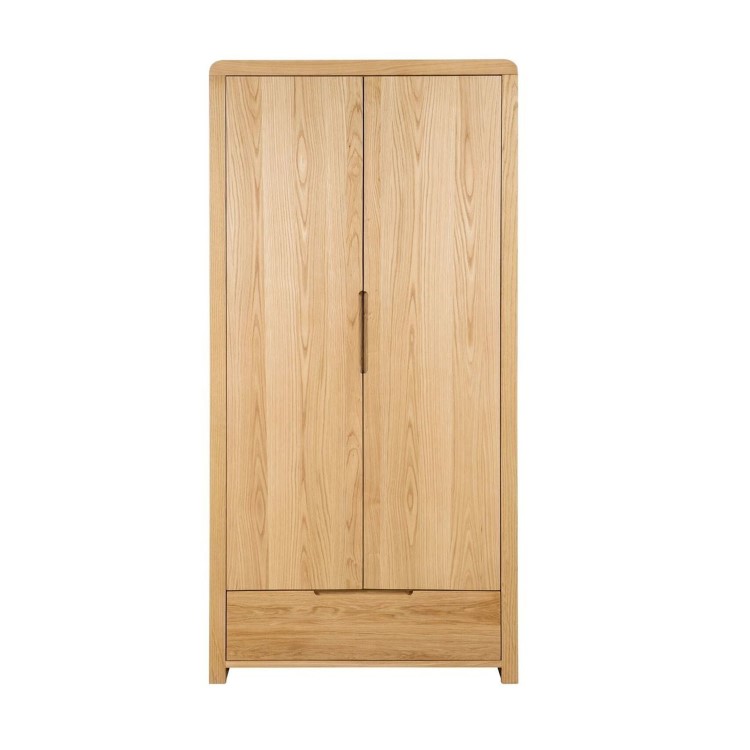 Julian Bowen CUR205 Julian Bowen Curve Oak 2 Door 1 Drawer Wardrobe