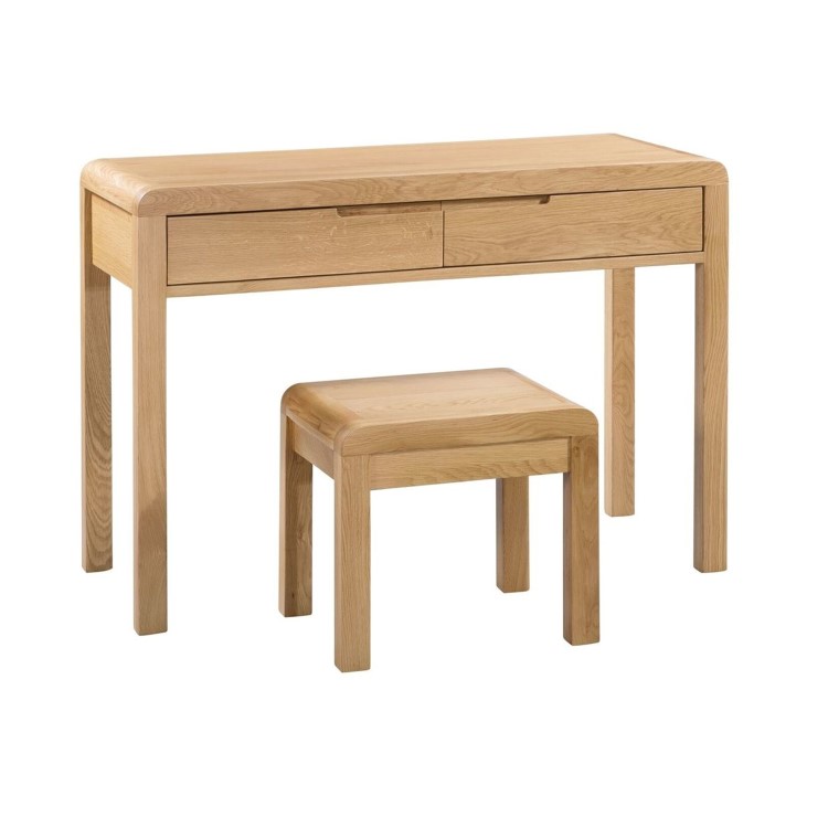 Julian Bowen Curve Oak 2 Drawer Dressing Table & Stool