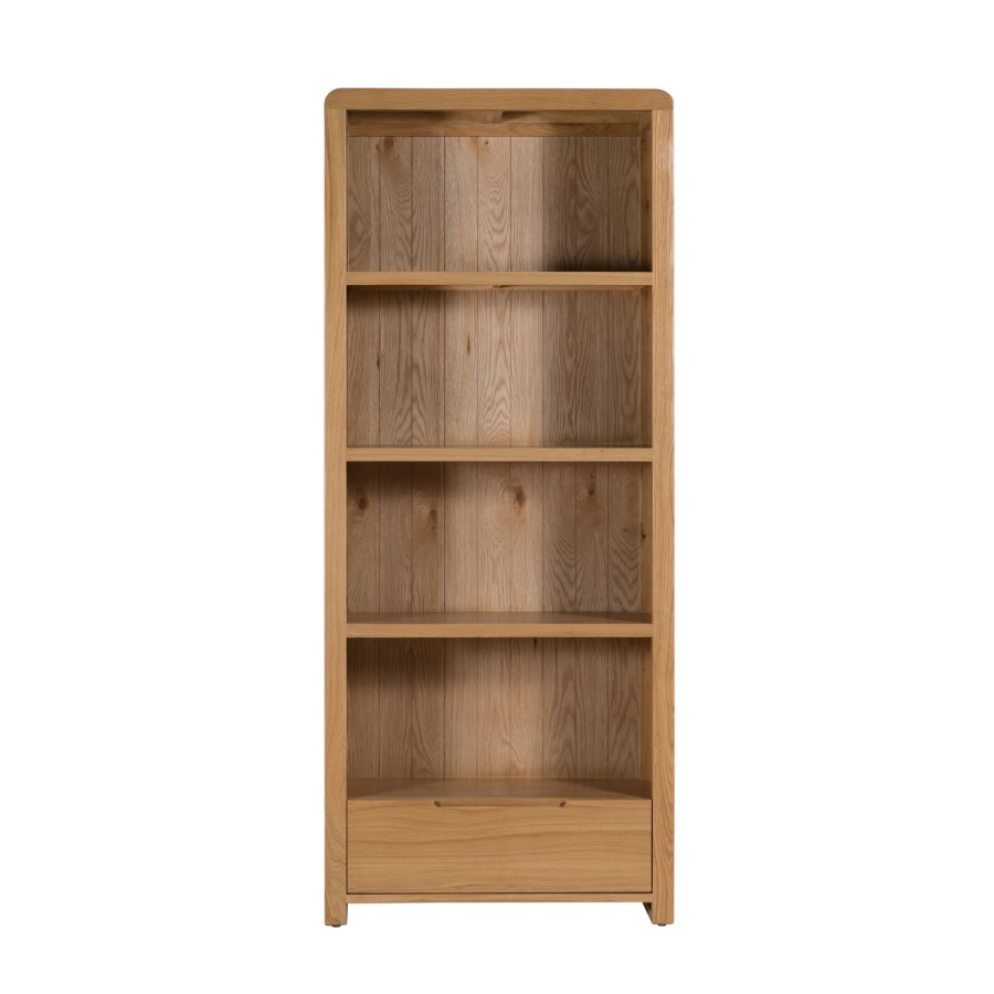 Oak Curved Tall Bookcase - Julian Bowen