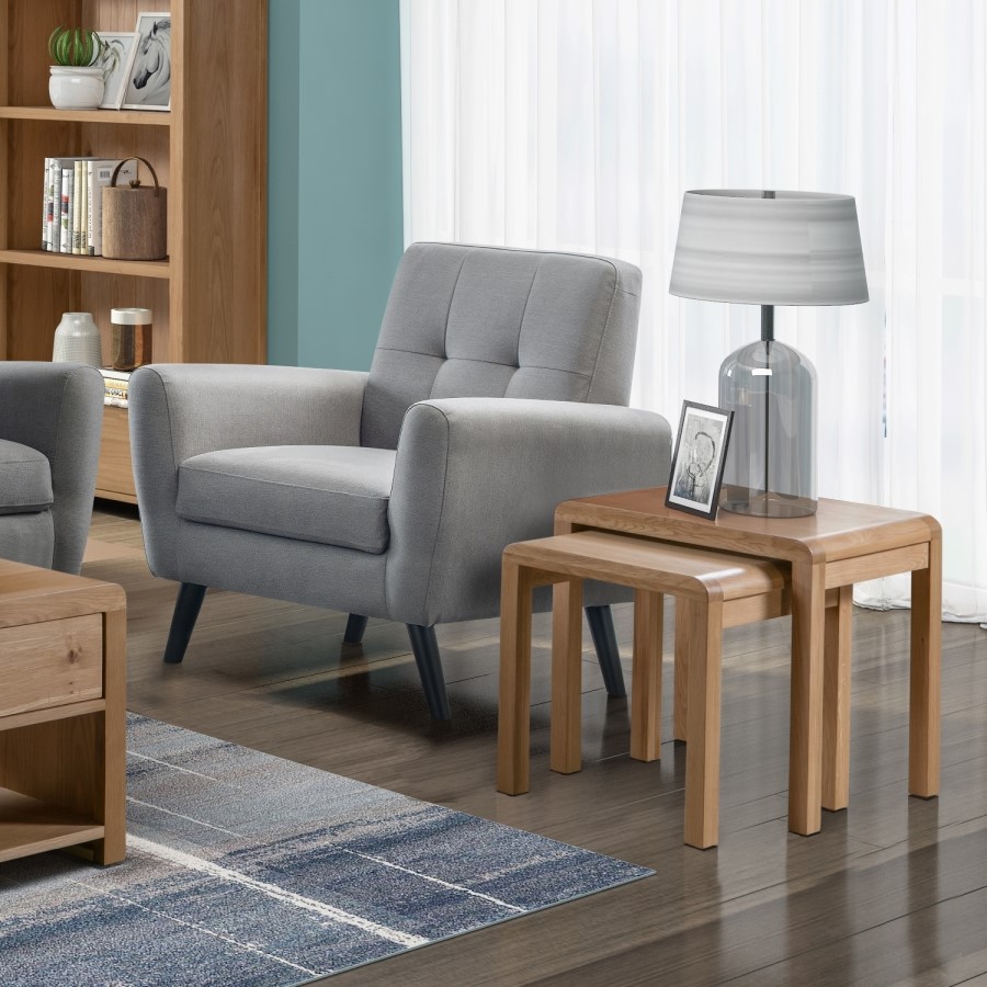 Oak Curved Tall Bookcase - Julian Bowen