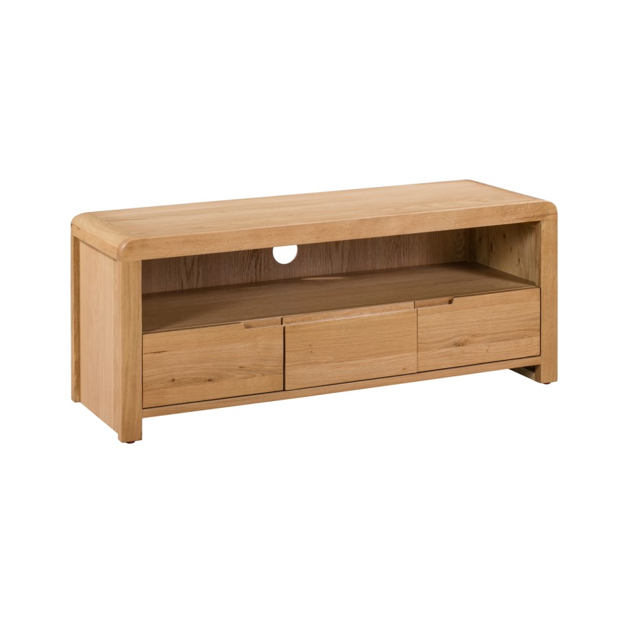 GRADE A1 - Oak TV Unit with Curved Edge TV's up to 45" - Julian Bowen