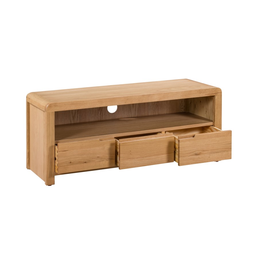 GRADE A1 - Oak TV Unit with Curved Edge TV's up to 45" - Julian Bowen