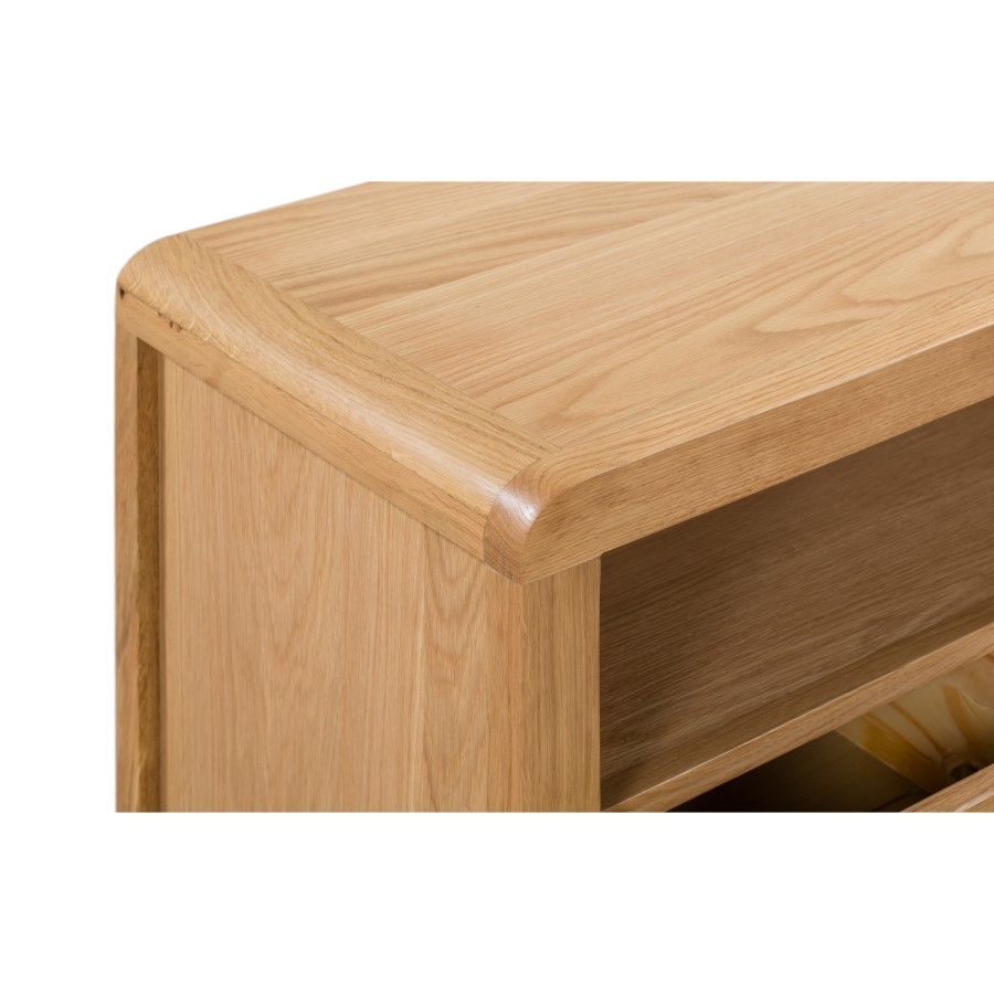 GRADE A1 - Oak TV Unit with Curved Edge TV's up to 45" - Julian Bowen