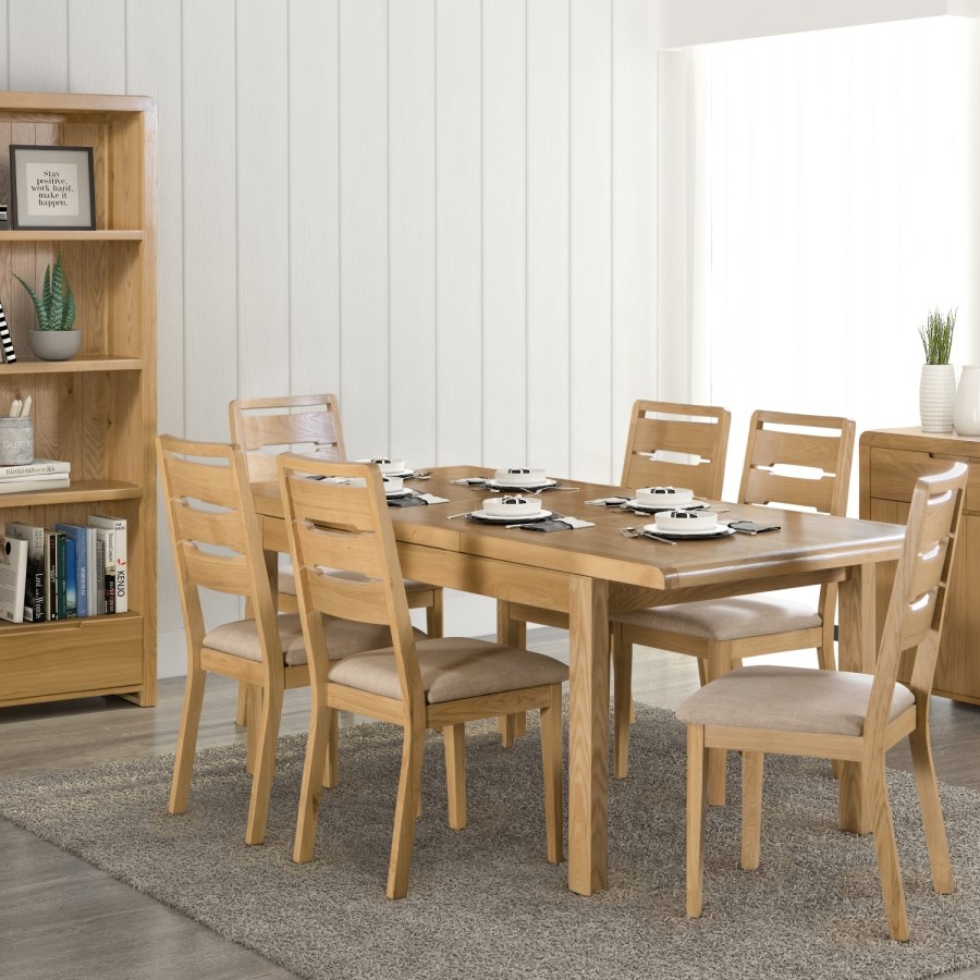 Julian Bowen Curve Oak Extendable Dining Table and 6 Chairs