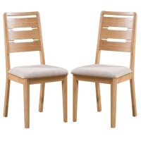Julian Bowen Pair of Curve Oak Dining Chairs