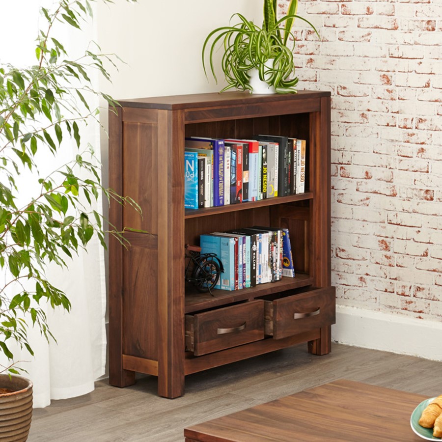 Baumhaus Mayan Solid Walnut Low Bookcase 
