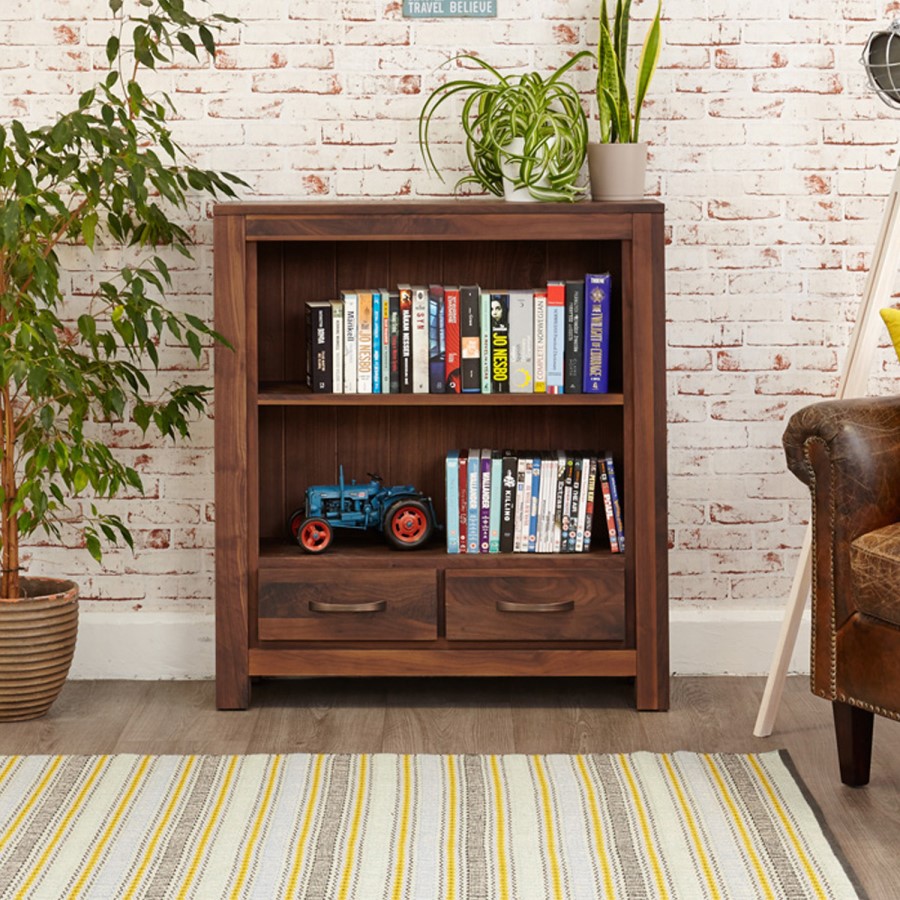 Baumhaus Mayan Solid Walnut Low Bookcase 
