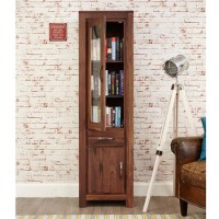 Baumhaus Mayan Solid Walnut Narrow Glazed Bookcase