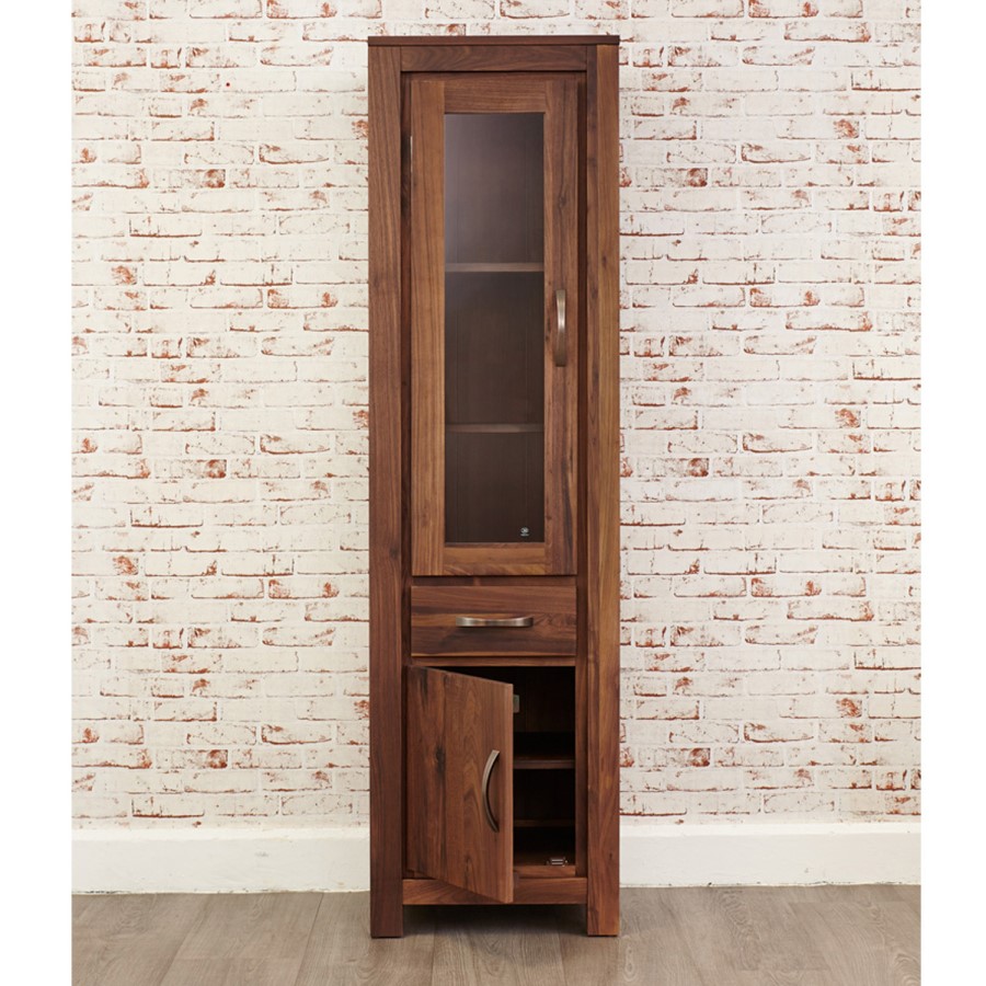 Baumhaus Mayan Solid Walnut Narrow Glazed Bookcase