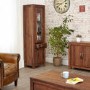 Baumhaus Mayan Solid Walnut Narrow Glazed Bookcase