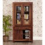 Baumhaus Mayan Solid Walnut Large Glazed Bookcase 