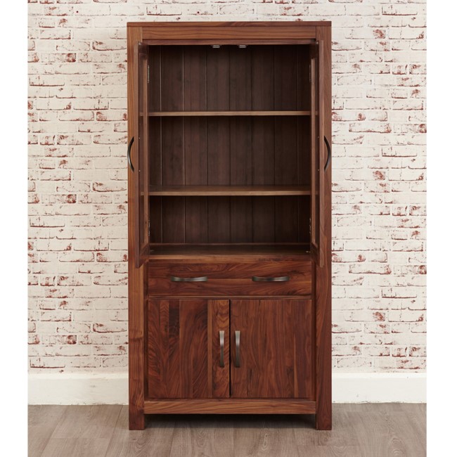 Baumhaus Mayan Solid Walnut Large Glazed Bookcase 