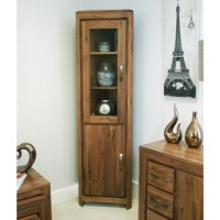 Baumhaus Mayan Glazed Corner Display Cabinet in brown