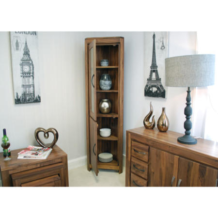 Baumhaus Mayan Glazed Corner Display Cabinet in brown