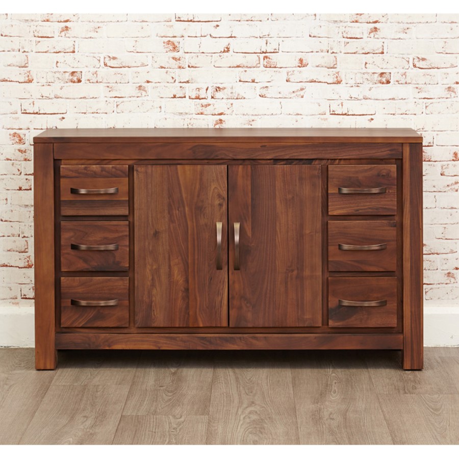 Baumhaus Mayan Solid Walnut 6 Drawer Sideboard