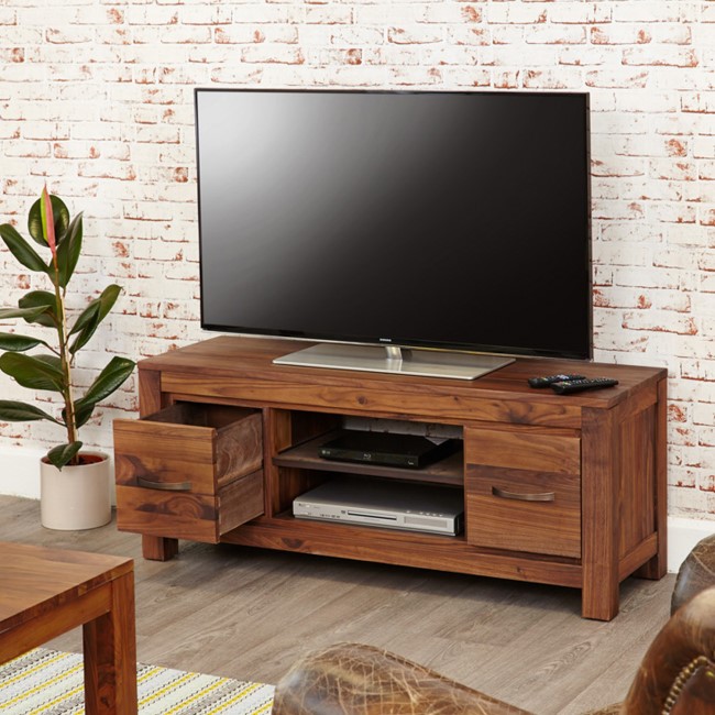 Baumhaus Mayan Solid Walnut Widescreen TV Cabinet