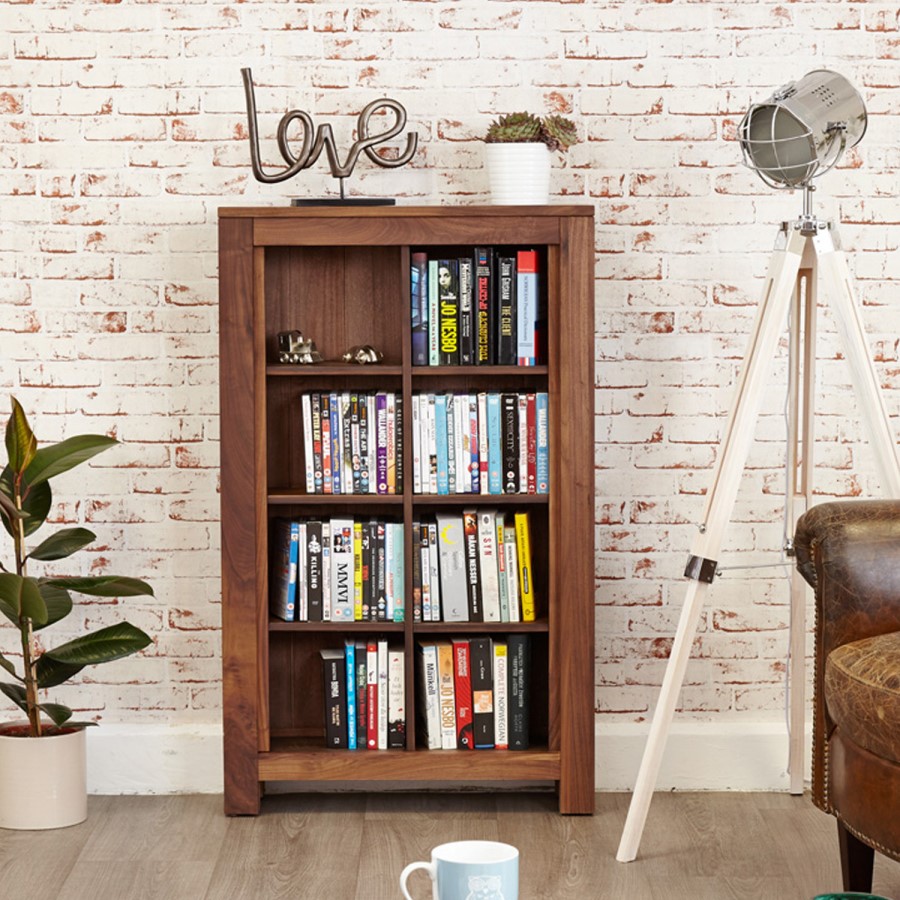 Baumhaus Mayan Solid Walnut Open Storage Cabinet 