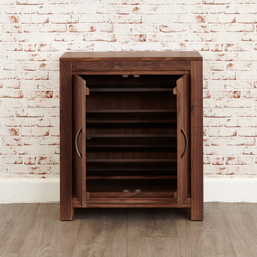 Baumhaus Mayan Solid Walnut Shoe Storage Cupboard - 20 Pairs