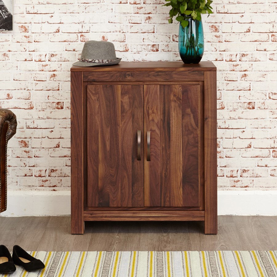 Baumhaus Mayan Solid Walnut Shoe Storage Cupboard - 20 Pairs