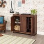 Baumhaus Mayan Solid Walnut Extra Large Shoe Storage Cupboard - 20 Pairs