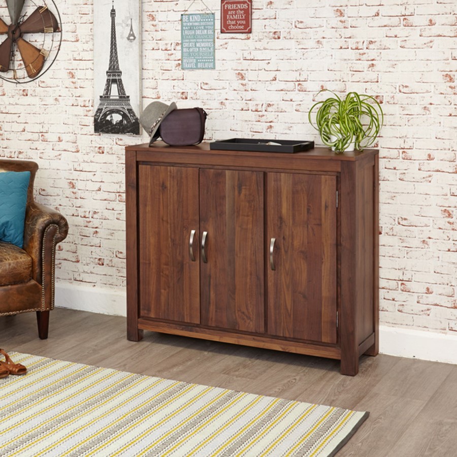 Baumhaus Mayan Solid Walnut Extra Large Shoe Storage Cupboard - 20 Pairs