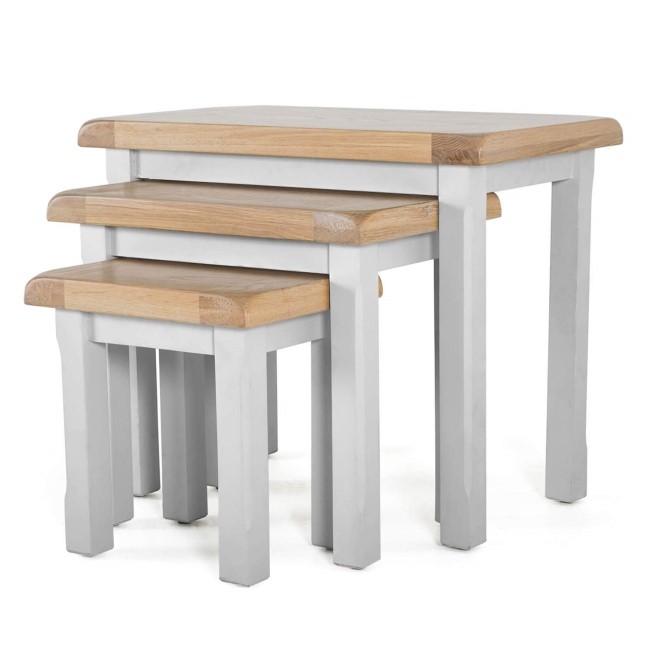 Vida Living Clemence Soft Grey and Solid Oak Nest of Tables
