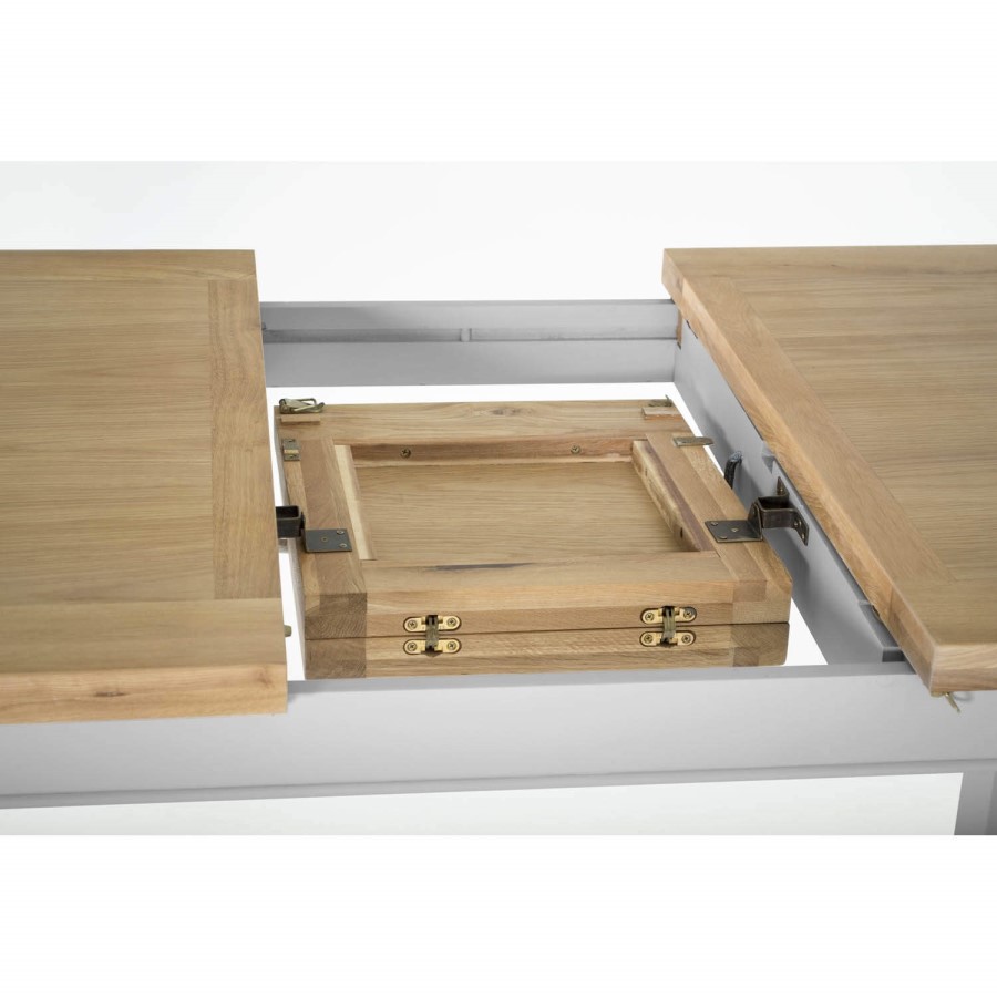 Clemence Farmhouse Grey and Solid Oak Extendable Dining Table - Vida Living 