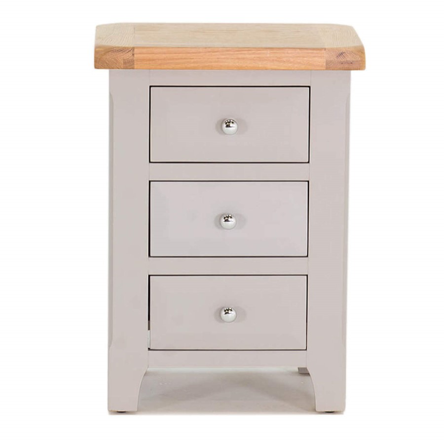 Vida Living Clemence Soft Grey and Solid Oak Bedside Table