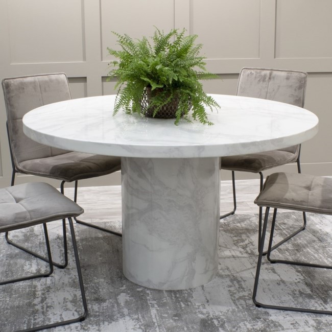 Vida Living Carra Marble Round Dining Table in Bone White