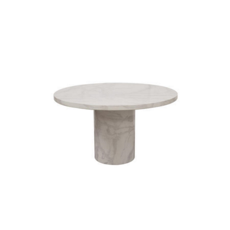 Vida Living Carra Marble Round Dining Table with 4 Grey Dining Chairs in Grey