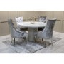 Round White Marble Dining Table with 4 Grey Velvet Dining Chairs - Seats 4 - Vida Living Carra 