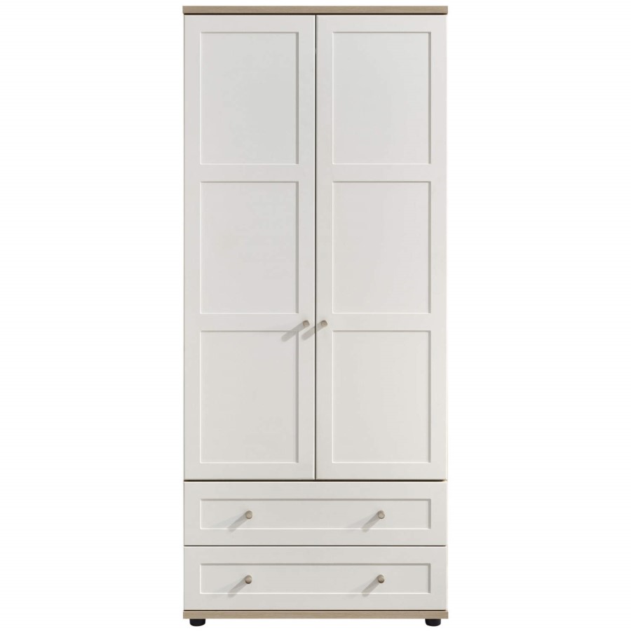 Kingstown Classic 2 Door 2 Drawer Wardrobe In White and Oak 