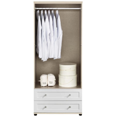 Kingstown Classic 2 Door 2 Drawer Wardrobe In White and Oak 