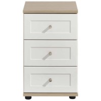 Kingstown Classic 3 Drawer Bedside Table In White and Oak 