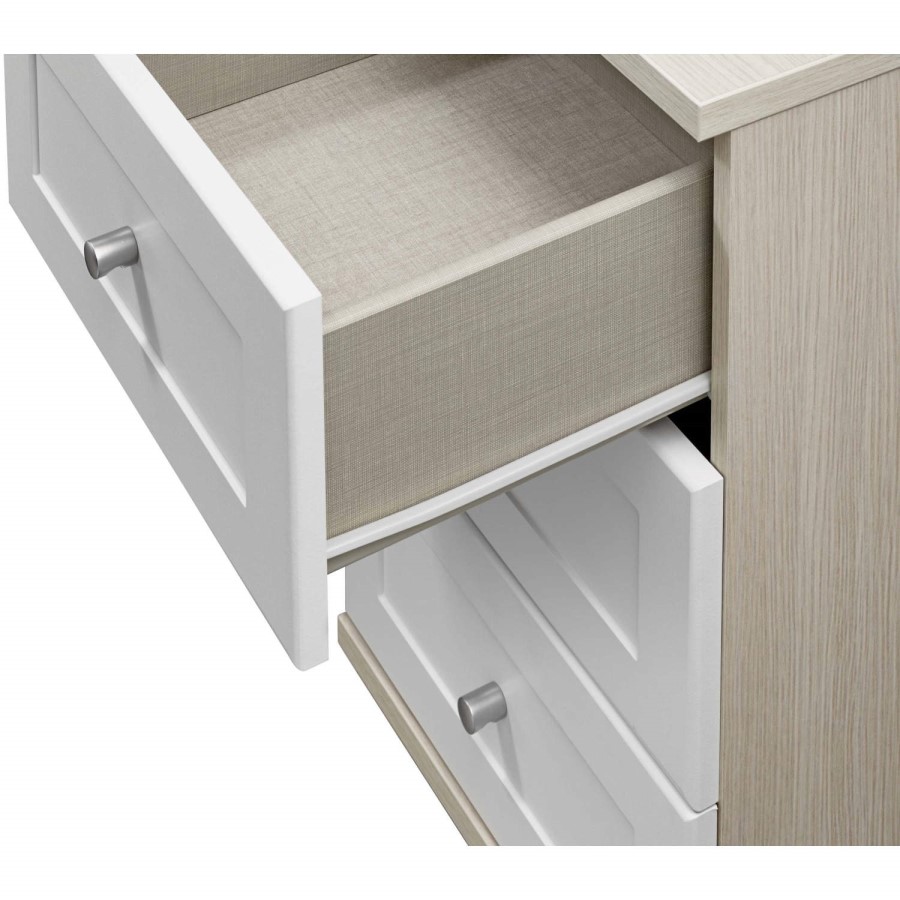Kingstown Classic 3 Drawer Bedside Table In White and Oak 