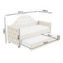 Single Day Bed Sofa with Trundle in Cream Velvet - Dakota